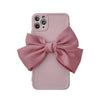 Matte Minimalist Paris Pink Belle Bow Case showing back of phone and linen bow