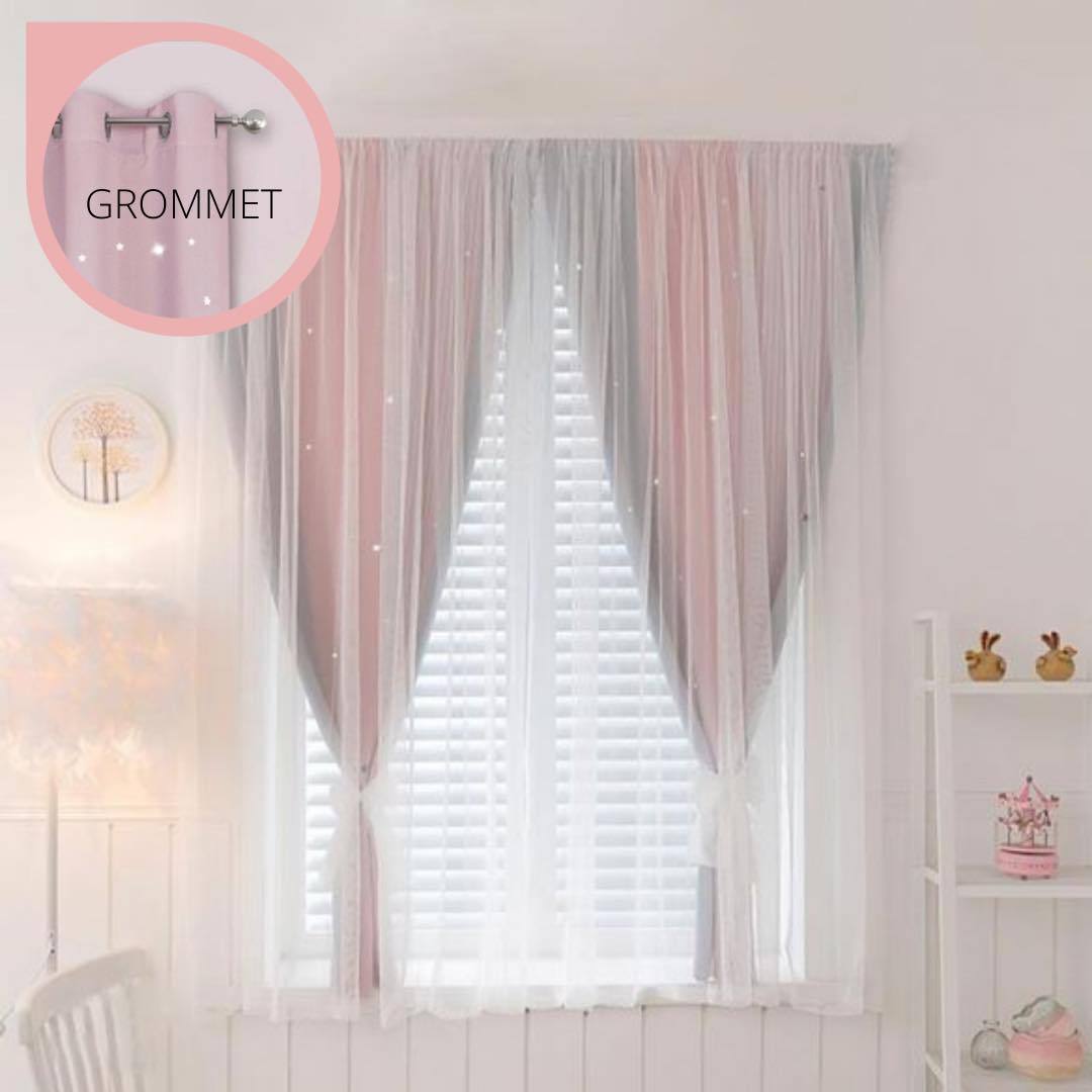 Oslo star curtain - pink grey / grommet / 100*250 - home & 