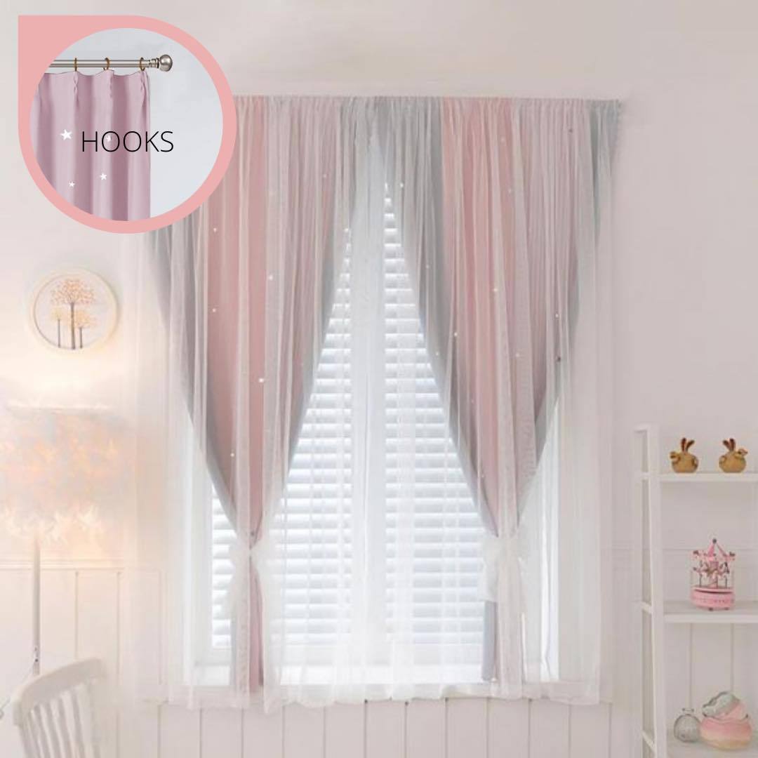 Oslo star curtain - pink grey / hooks / 100*250 - home & 
