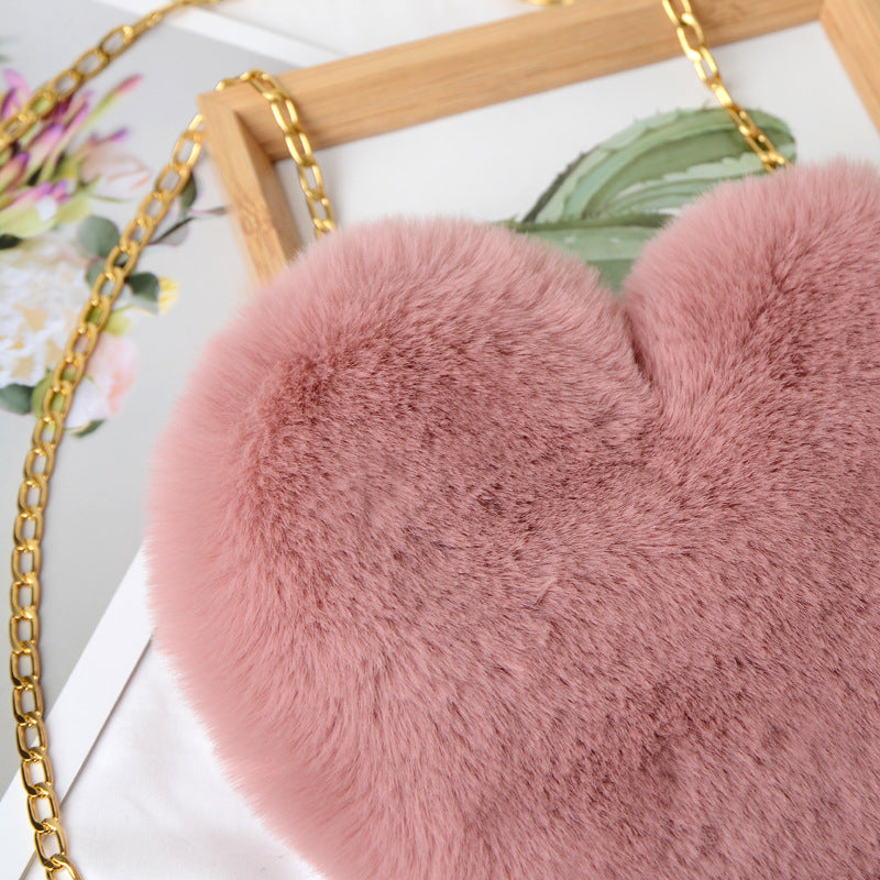 Forever 21 | Bags | Hot Pink Sherpa Fuzzy Faux Fur Purse Bag Zipper Pouch  With Crossbody Gold Chain | Poshmark