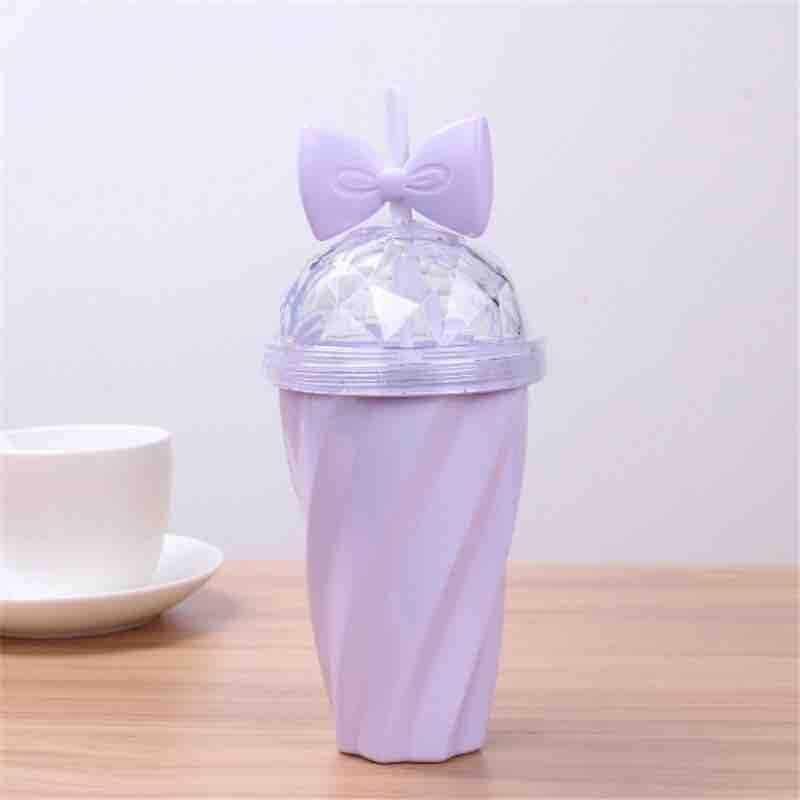 Belle bow cup - Lavender - home & office - wooden table with white coffee mug in background