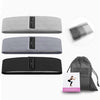 Load image into Gallery viewer, Blogger booty bands - grey - accessories Light gray, dark gray and black bands on display, and rolled in a clear plastic pouch. Mesh bag and instruction manual in the bottom right corner of pic