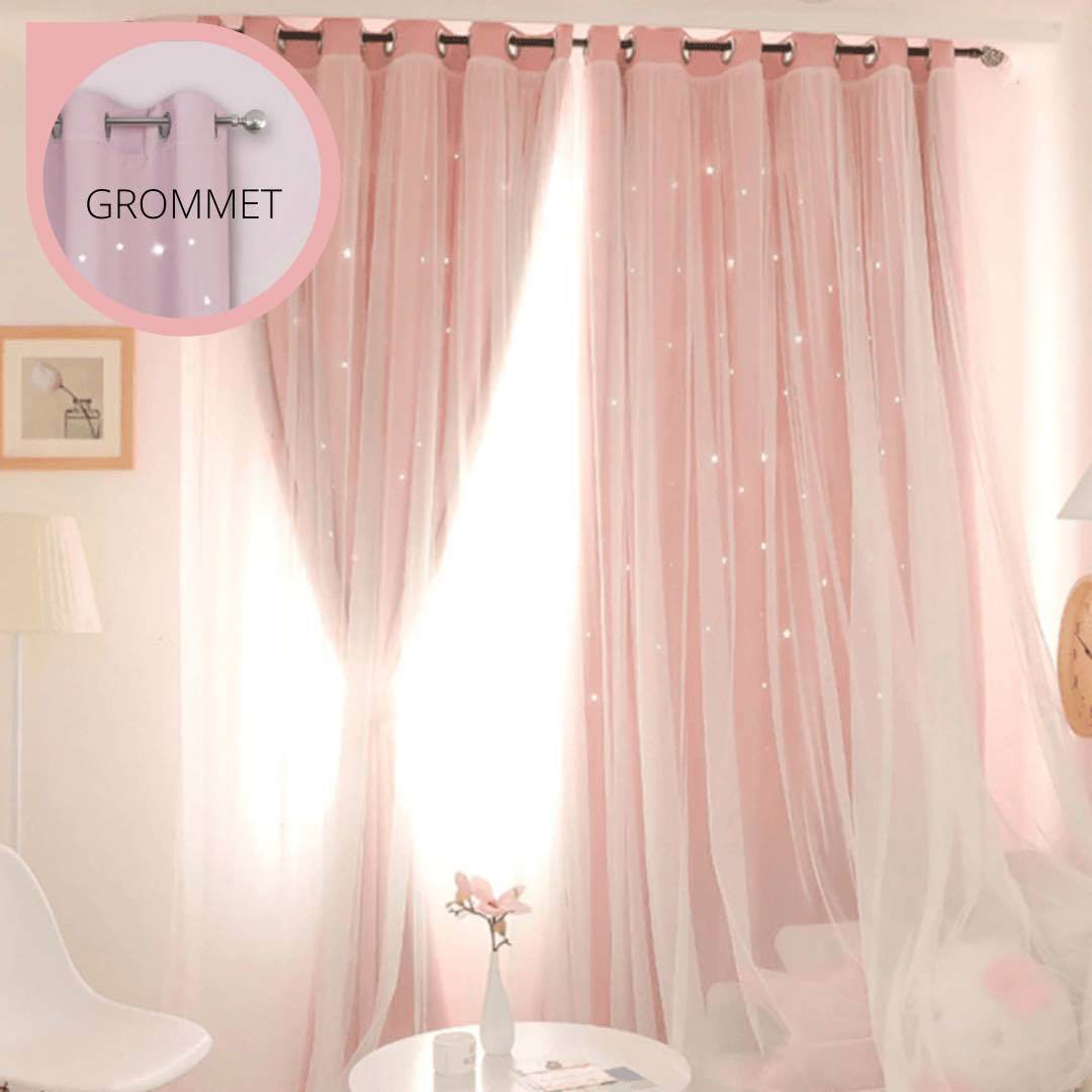 Oslo star curtain - pink / grommet / 150*250 - home & office
