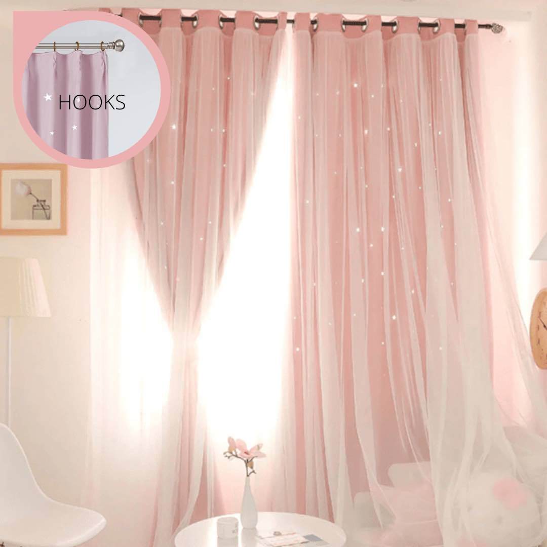 Oslo star curtain - pink / hooks / 150*250 - home & office