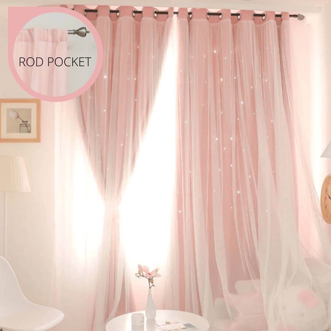 Oslo star curtain - pink / rod pocket / 150*250 - home & 
