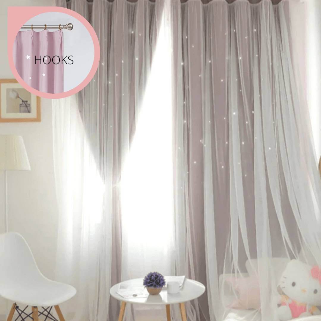 Oslo star curtain - purple / hooks / 150*250 - home & office