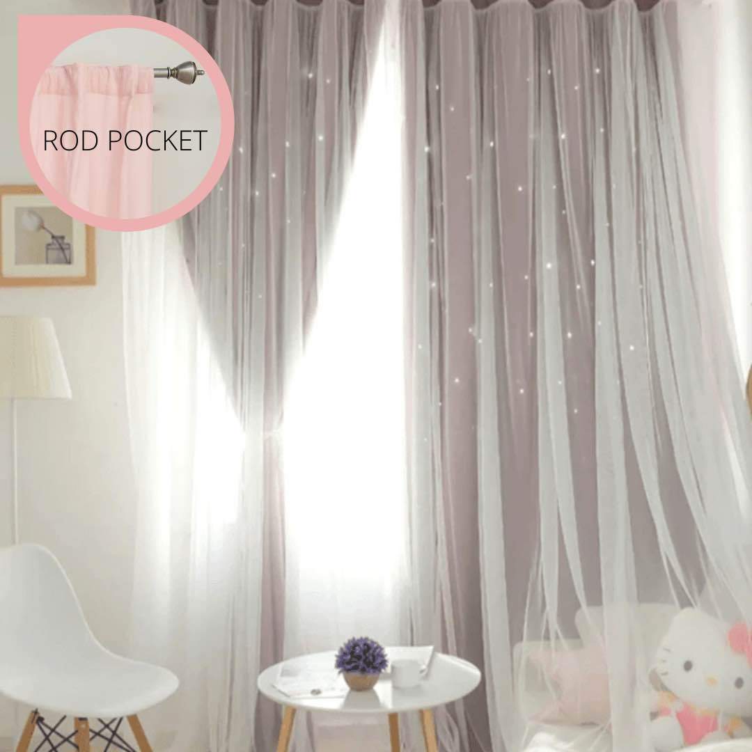 Oslo star curtain - purple / rod pocket / 150*250 - home & 