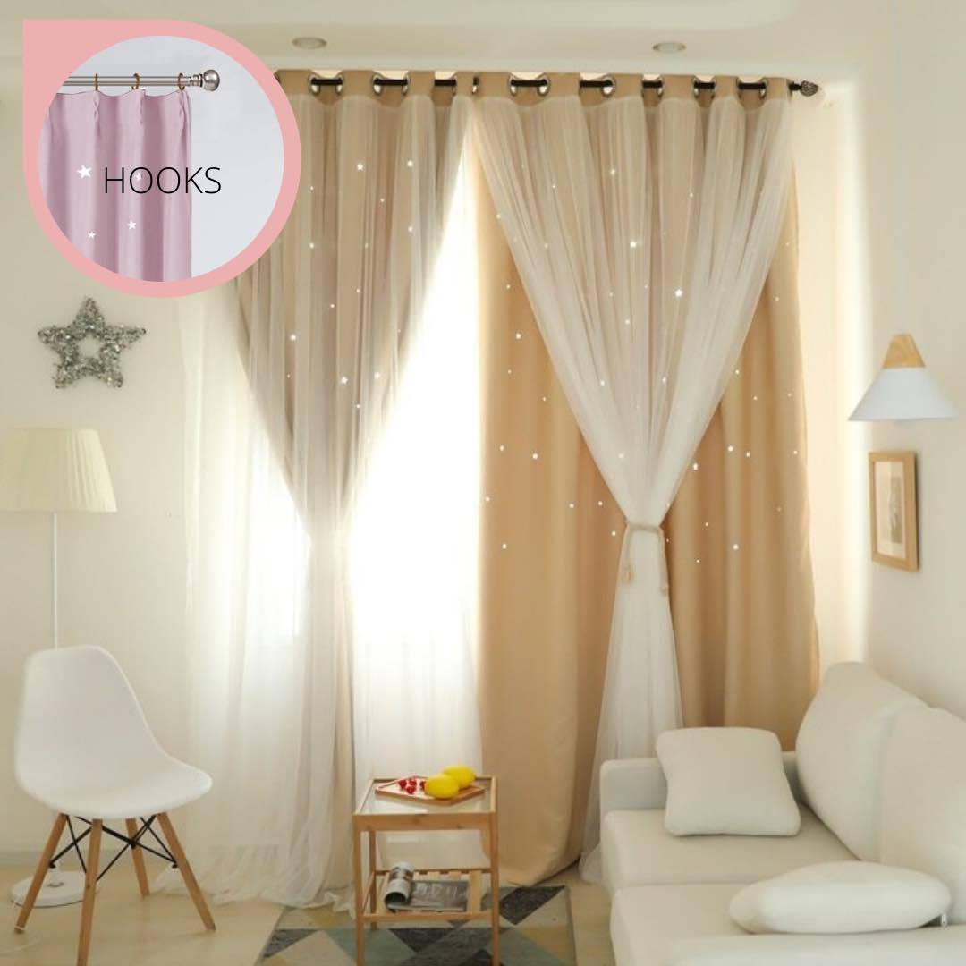 Oslo star curtain - sand / hooks / 150*250 - home & office