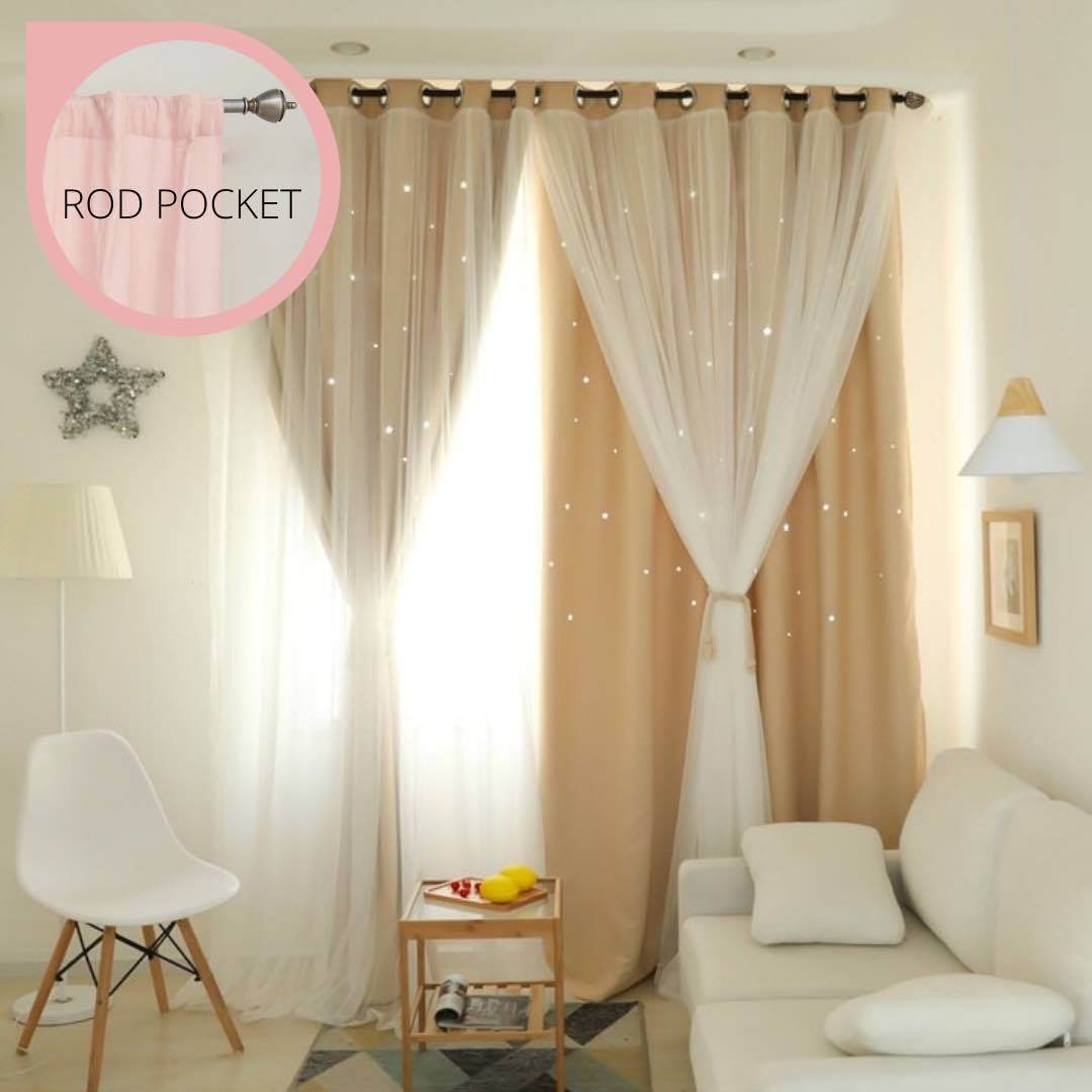 Oslo star curtain - sand / rod pocket / 150*250 - home & 