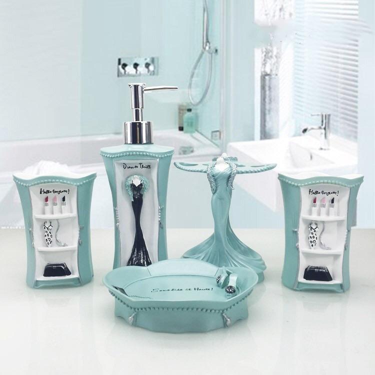 Paris bathroom set - turquoise / 5pc - home & office