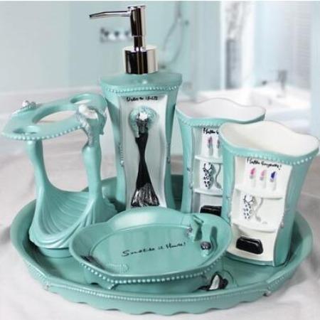 Paris bathroom set - turquoise / 6pc - home & office